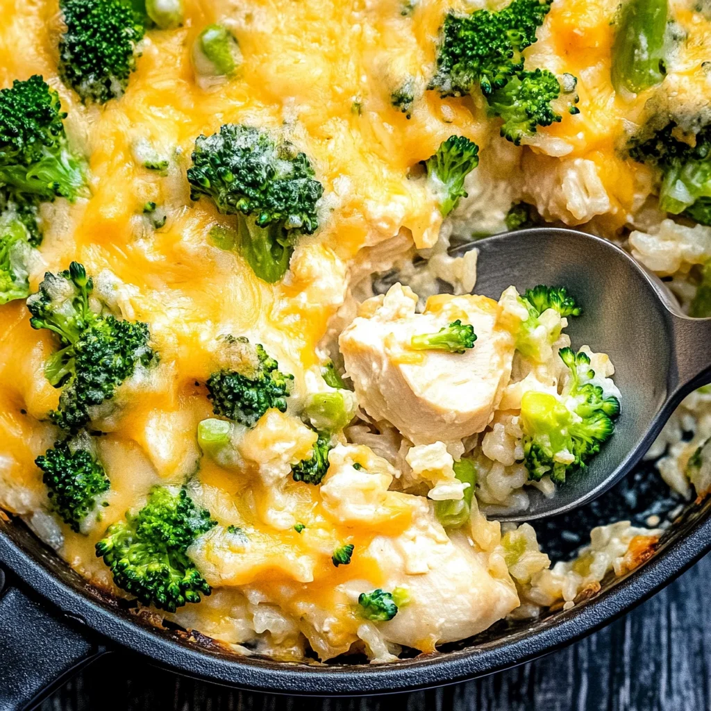 One Pot Cheesy Chicken Broccoli and Rice Casserole