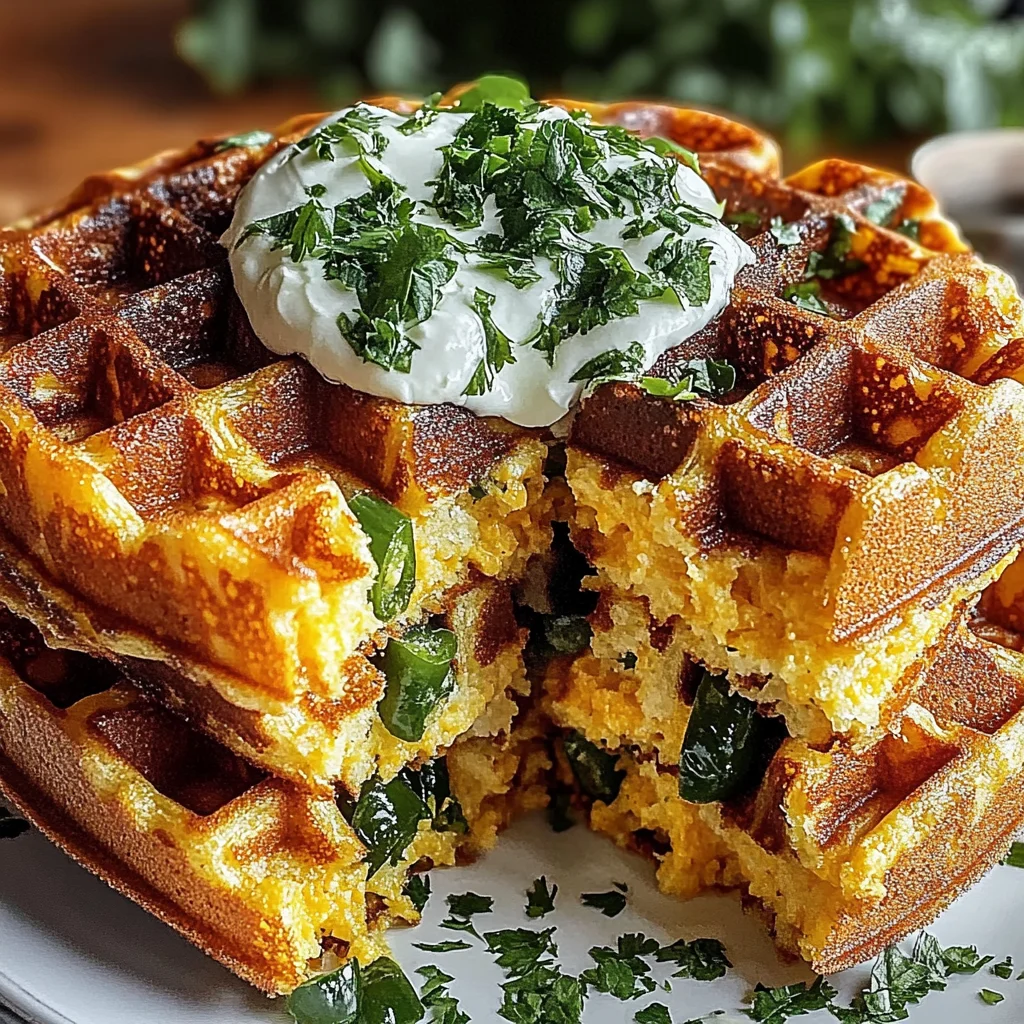 Cheddar Jalapeño Cornbread Waffles