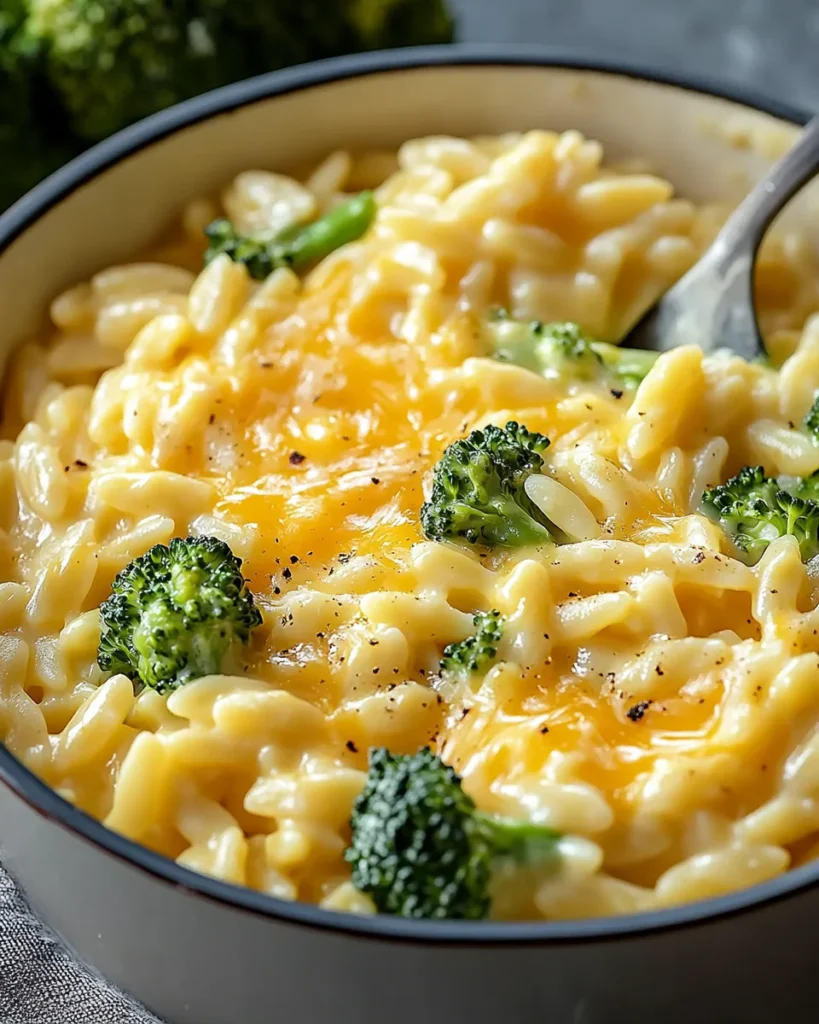 Creamy One-Pot Broccoli Cheddar Orzo