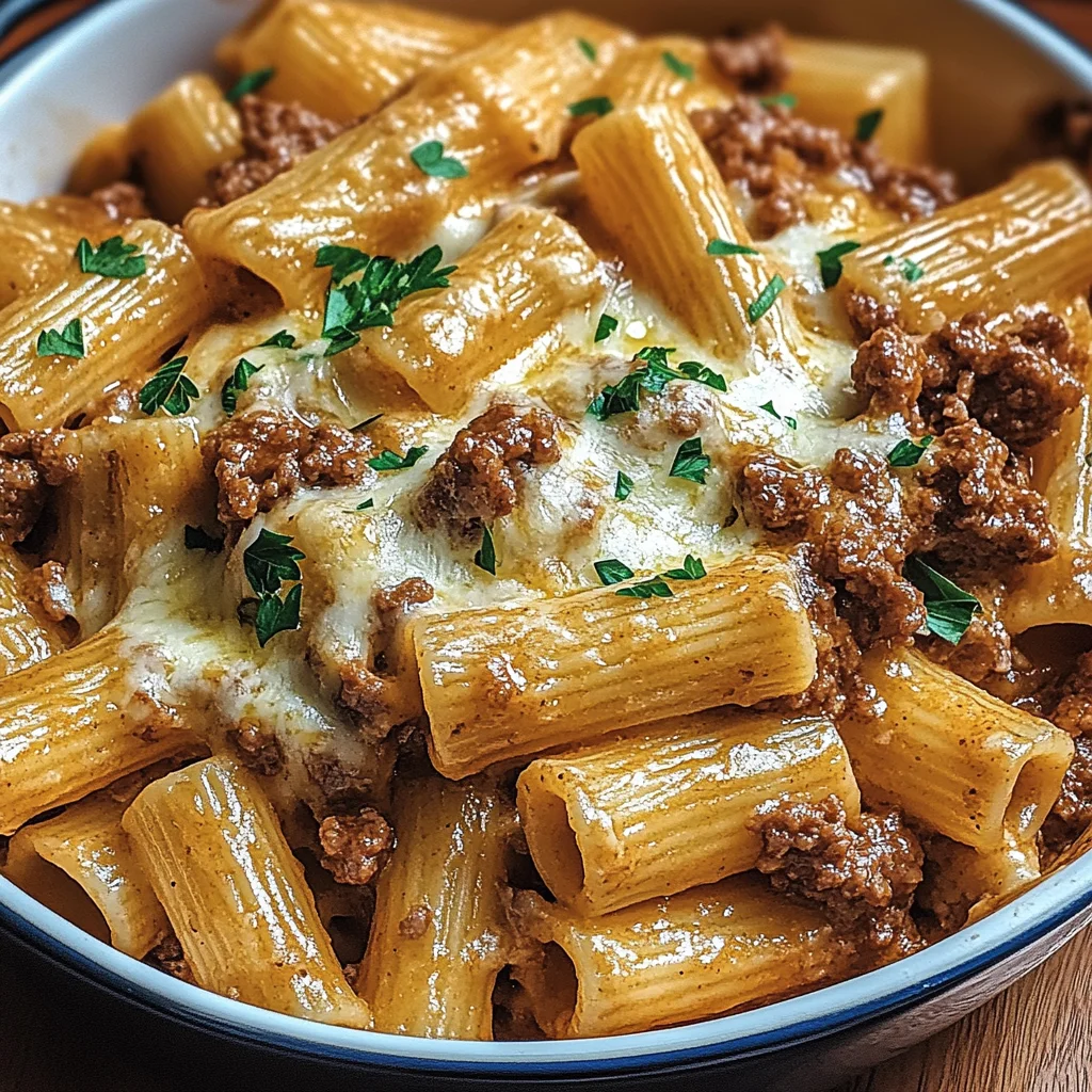 Creamy Parmesan Beef Rigatoni