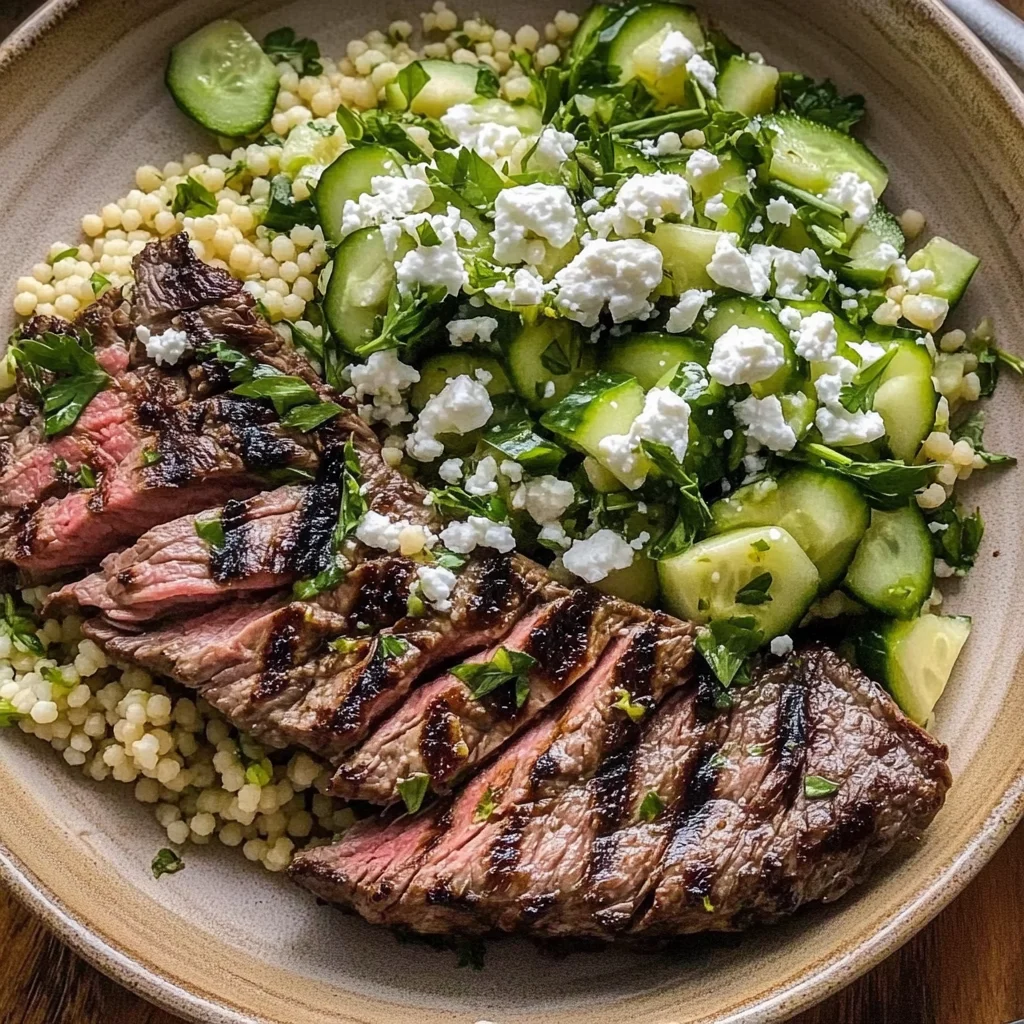 Grilled Skirt Steak with Lemon Herb Couscous Salad