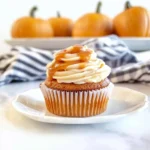 Pumpkin Cupcakes with Caramel Cream Cheese Frosting