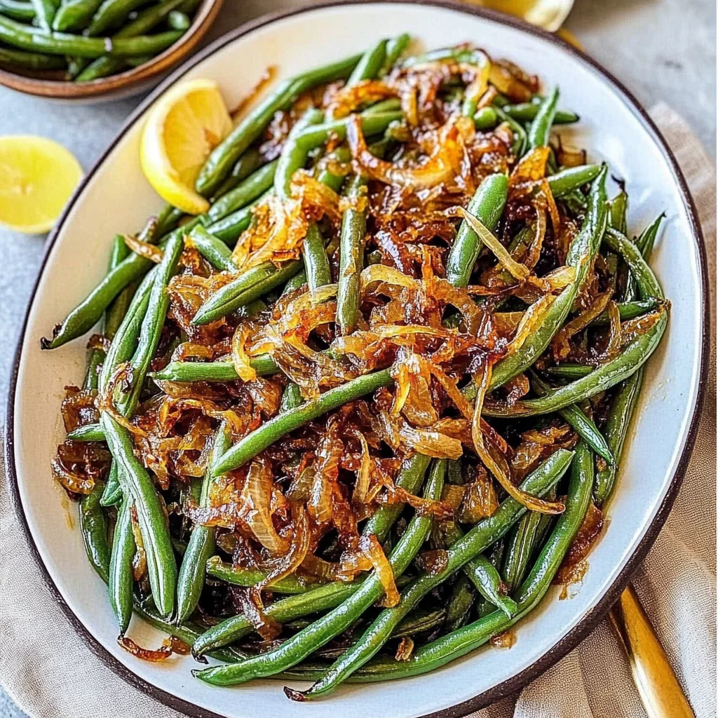 Roasted Green Beans with Caramelized Onions