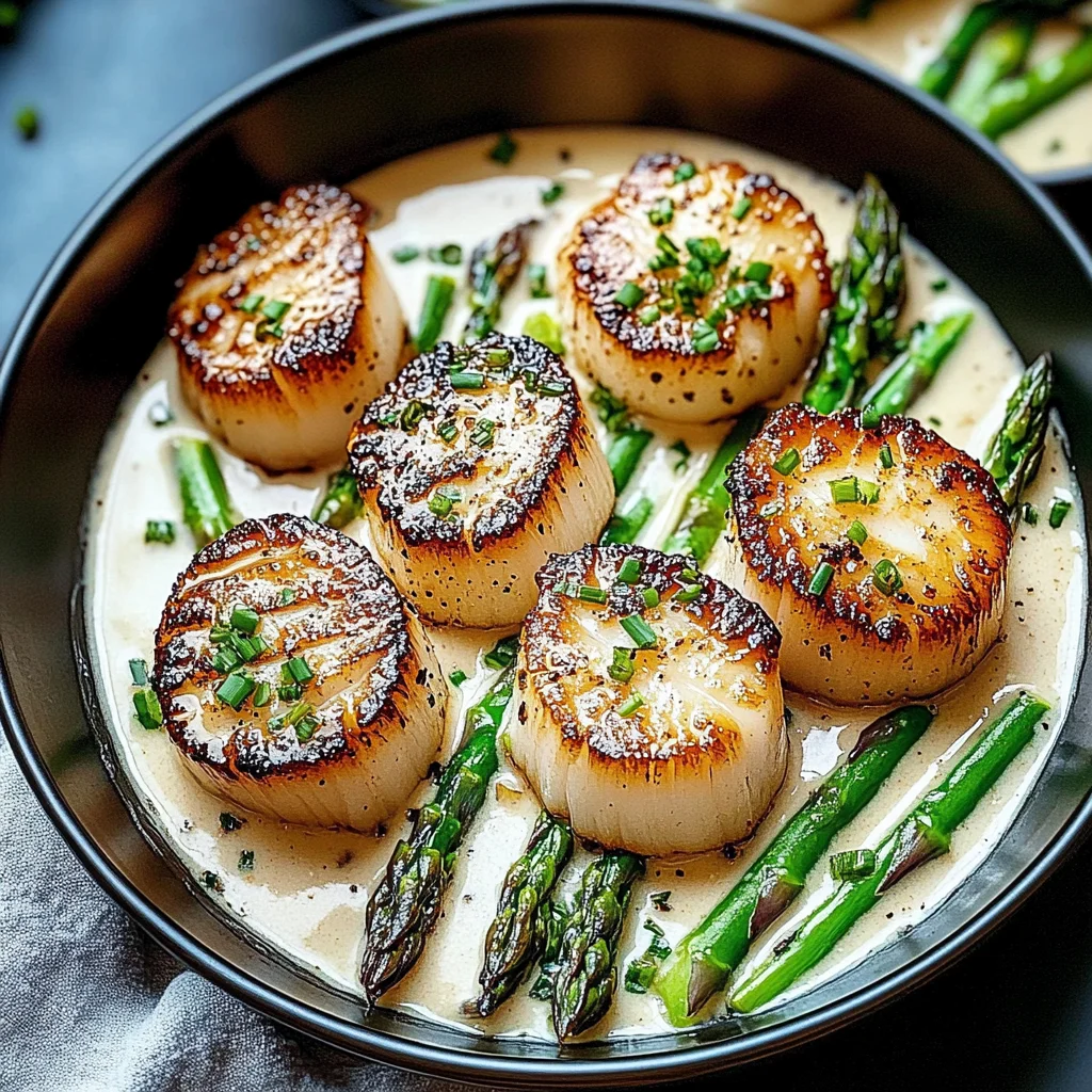 Seared Scallop Bowls with Asparagus & Creamy Sauce